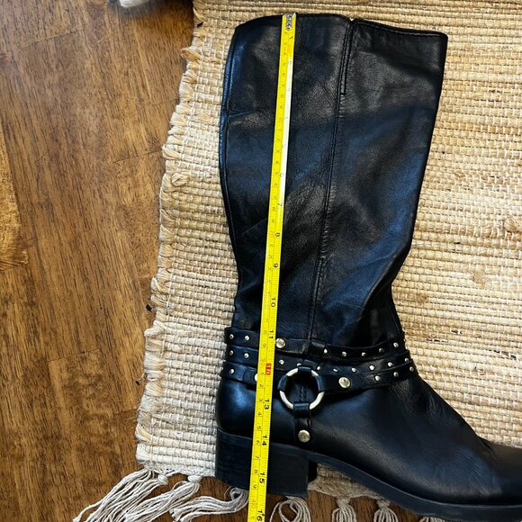 Nine West Whatifo Black Leather Knee Boots Sz 10 - Picture 8 of 10